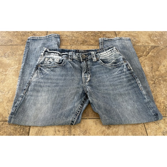 Men's SILVER Eddie Jeans Size 34X30 Straight Leg Fit 34X29 - Picture 3 of 9